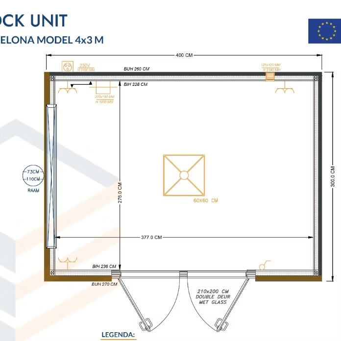 Conteneur isolé 4 × 3 m – Modèle Barcelone