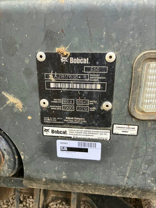 Bobcat E50 Mini-pelle 2019