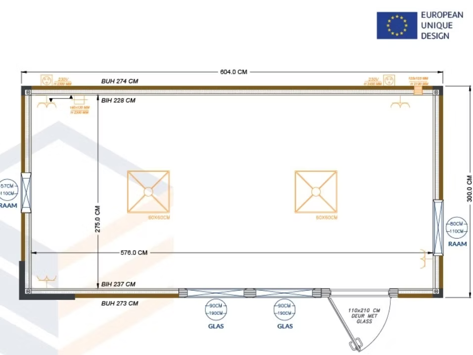 Conteneur Bureau 6 × 3 m – Modèle Berlin – Aménagé