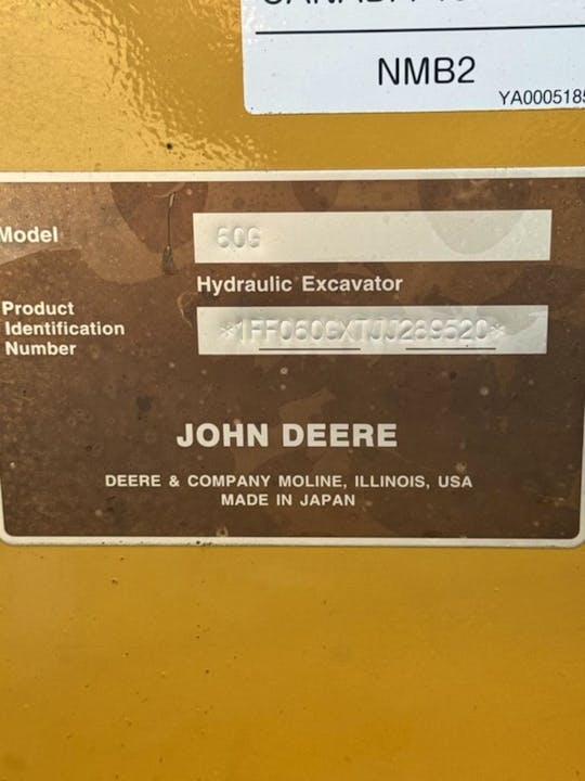 John Deere 60G Mini-pelle 2018